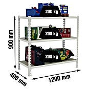 Simonrack Maderclick Estantería metálica Megaplus (Al x An x Pr: 90 x 120 x 40 cm, Capacidad de carga por balda: 200 kg, Número de baldas: 3 ud., Inserción, Blanco/Madera) | BAUHAUS