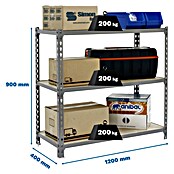 Simonrack Maderclick Estantería metálica Megaplus (Al x An x Pr: 90 x 120 x 40 cm, Capacidad de carga por balda: 200 kg, Número de baldas: 3 ud., Inserción, Galvanizado/Madera) | BAUHAUS
