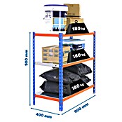 Simonrack Simonclick Metallregal Simonclick Plus (H x B x T: 90 x 90 x 40 cm, Traglast pro Boden: 180 kg, Anzahl Böden: 3 Stk., Stecken, Blau/Orange) | BAUHAUS