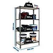 Simonrack Maderclick Metallregal Maderclick (H x B x T: 150 x 90 x 50 cm, Traglast pro Boden: 150 kg, Anzahl Böden: 4 Stk., Stecken, Grau) | BAUHAUS
