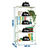 Simonrack Simonclassic Metallregal (L x B x H: 40 x 90 x 180 cm, Traglast: 75 kg/Boden, Anzahl Böden: 5 Stk., Weiß)
