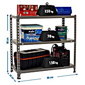 Simonrack Simonclick Metallregal (L x B x H: 30 x 80 x 90 cm, Traglast: 70 kg/Boden, Anzahl Böden: 3 Stk., Grau)
