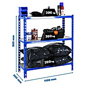 Simonrack Simonclick Metallregal (L x B x H: 30 x 110 x 90 cm, Traglast: 150 kg/Boden, Anzahl Böden: 3 Stk., Blau)