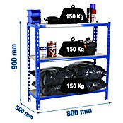 Simonrack Simonclick Metallregal (L x B x H: 50 x 80 x 90 cm, Traglast: 150 kg/Boden, Anzahl Böden: 3 Stk., Blau)