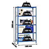 Simonrack Simonclick Metallregal (L x B x H: 40 x 100 x 200 cm, Traglast: 180 kg/Boden, Anzahl Böden: 5 Stk., Blau)