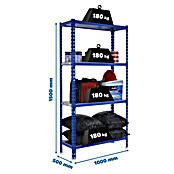 Simonrack Simonclick Metallregal (L x B x H: 50 x 100 x 150 cm, Traglast: 180 kg/Boden, Anzahl Böden: 4 Stk., Blau)