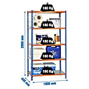 Simonrack Simonclick Metallregal (L x B x H: 40 x 100 x 200 cm, Traglast: 180 kg/Boden, Anzahl Böden: 5 Stk., Blau/Orange)