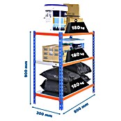 Simonrack Simonclick Metallregal (L x B x H: 30 x 80 x 90 cm, Traglast: 180 kg/Boden, Anzahl Böden: 3 Stk., Blau/Orange)