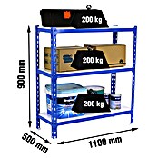 Simonrack Simonclick Metallregal Simonclick Super Plus (H x B x T: 90 x 110 x 50 cm, Traglast pro Boden: 200 kg, Anzahl Böden: 3 Stk., Stecken, Blau/Weiß) | BAUHAUS