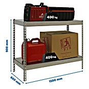 Simonrack Simontaller Schwerlastregal Ecoforte Metall (H x B x T: 90 x 150 x 60 cm, Traglast pro Boden: 400 kg, Anzahl Böden: 2 Stk., Stecken, Silber) | BAUHAUS