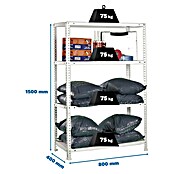 Simonrack Simonclassic Estantería metálica Advantage Mini (Al x An x Pr: 150 x 80 x 40 cm, Capacidad de carga por balda: 75 kg, Número de baldas: 4 ud., Atornillado, Blanco) | BAUHAUS