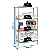 Simonrack Simonclick Metallregal Ecoclick Mini (H x B x T: 150 x 80 x 30 cm, Traglast pro Boden: 70 kg, Anzahl Böden: 4 Stk., Stecken, Silber) | BAUHAUS