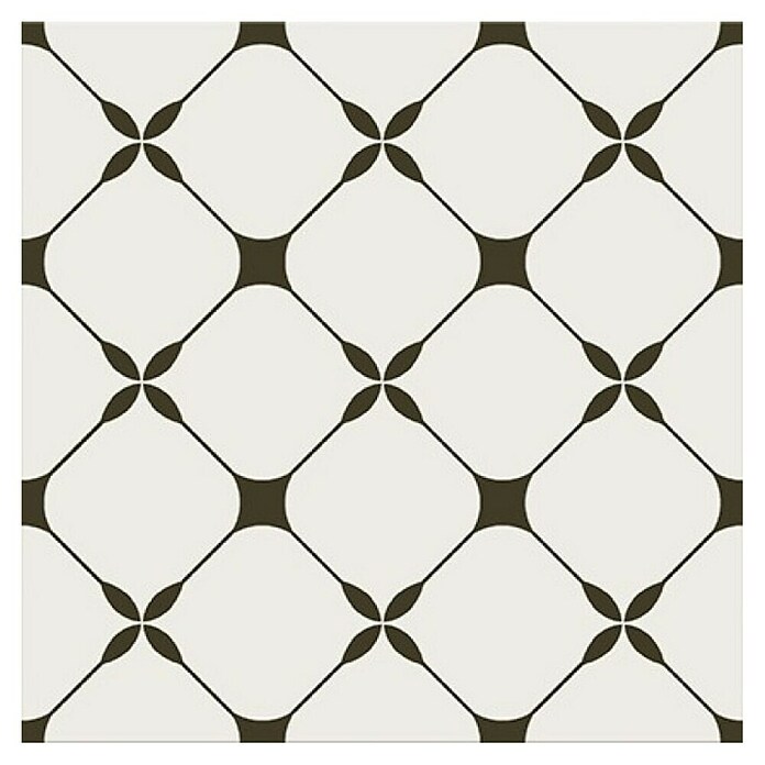 Cersanit Porculanska pločica Flower Frame Black & White  (29,8 x 29,8 cm, Crna, bijela, Mat) | BAUHAUS