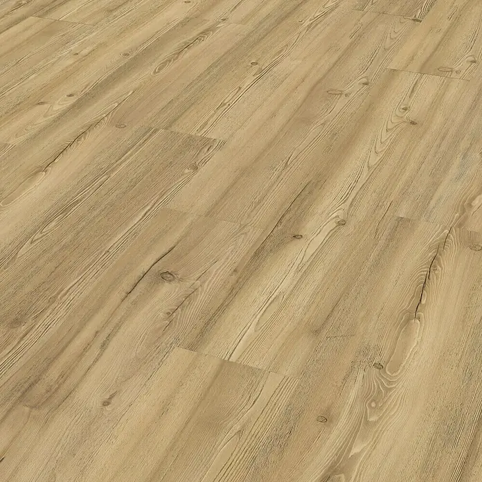 Living by Haro Hydrostar Designbodenmuster Lärche Lugano puro - 200 x 235 x 6,5 mm, Landhausdiele - Helles Holzlaminat mit markanter Maserung und Astlöchern. Der Bodenbelag ist robust und pflegeleicht.