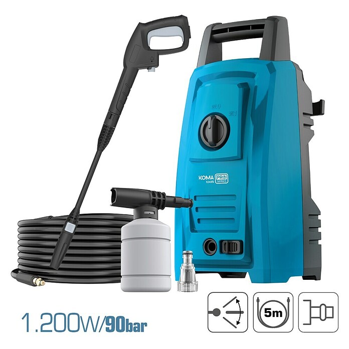 Koma Tools PRO Series Hidrolimpiadora de alta presión (90 bar, 1.200 W, Capacidad de bombeo: 330 l/h) | BAUHAUS