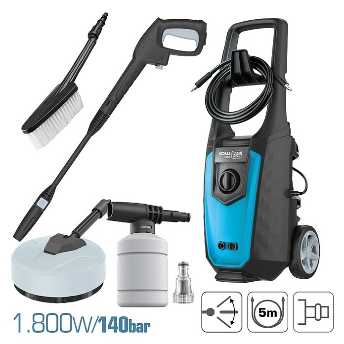 Koma Tools PRO Series Hidrolimpiadora de alta presión 08472 (150 bar, 1.800 W, Capacidad de bombeo: 360 l/h) | BAUHAUS