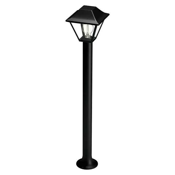Philips Alpenglow Farola - 60 W, Color del marco: Negro, 17,4 x 17,4 x 89,9 cm, Sin bombillas - Elegante lámpara de jardín negra con un diseño clásico. Perfecta para iluminar con estilo caminos y jardines.
