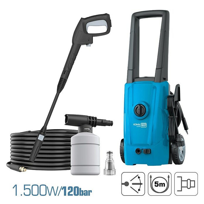 Koma Tools PRO Series Hidrolimpiadora de alta presión 08471 (120 bar, 1.500 W, Capacidad de bombeo: 330 l/h) | BAUHAUS
