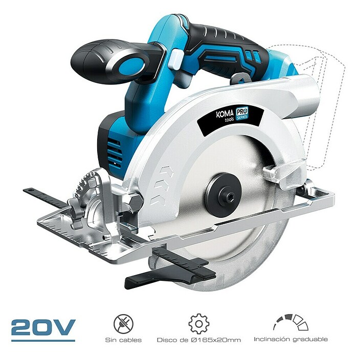 Koma Tools PRO Series Sierra circular de batería (20 V, 1 batería, 4 Ah, 3.800 r.p.m., Diámetro hoja de sierra: 165 mm) | BAUHAUS