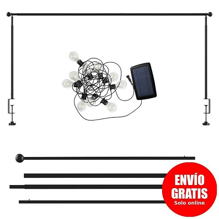 New Garden Lámpara decorativa solar y barra decorativa Allegra (Negro, Redonda, 10 ud.) | BAUHAUS