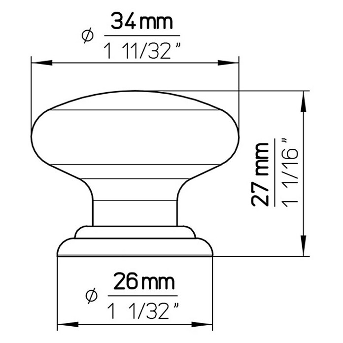 Siro Gumb za pohištvo  (Ø x V: 34 x 27 mm) | 1188 - Garderoben | AAEE - Garderoben | AAE - Beschläge | AA - Eisenwaren | A - Eisenwaren | BAUHAUS