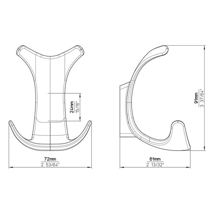 Siro Garderobna kuka  (D x Š x V: 91 x 72 x 61 mm) | BAUHAUS