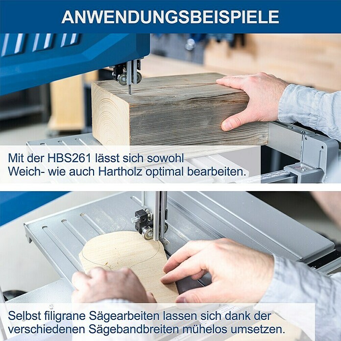 Scheppach Bandsäge HBS 261 (550 W, Durchlasshöhe: 130 mm, Durchlassbreite: 245 mm) | BAUHAUS