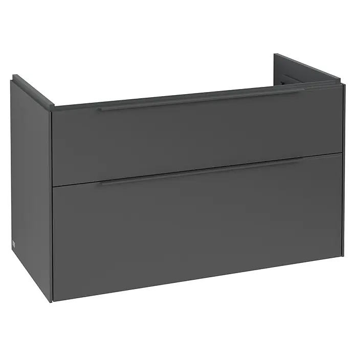 Villeroy & Boch Subway 3.0 Waschbeckenunterschrank - Graphite, Anzahl Schubladen: 2 Stk., Farbe Griff: Monochrom, B x T x H: 97,3 x 47,8 x 57,6 cm - Dunkelgrauer wandhängender Badunterschrank mit zwei Schubladen und integrierten Griffen.