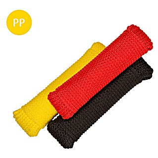 Seil (6 mm x 20 m, Kunststoff, Schwarz/Rot/Gelb, Belastbarkeit: 45 kg)