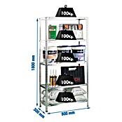Simonrack Simonclassic Metallregal (L x B x H: 30 x 80 x 180 cm, Traglast: 100 kg/Boden, Anzahl Böden: 5 Stk., Silber)