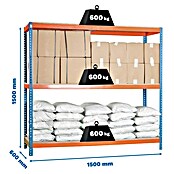 Simonrack Simontaller Metall-Schwerlastregal (L x B x H: 60 x 150 x 150 cm, Traglast: 600 kg/Boden, Anzahl Böden: 3 Stk.)