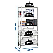 Simonrack Simonclick Metallregal (L x B x H: 40 x 110 x 200 cm, Traglast: 150 kg/Boden, Anzahl Böden: 5 Stk., Silber)