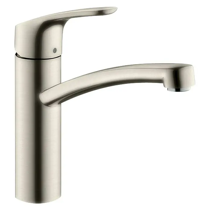 Hansgrohe Spültischarmatur Focus 160 - Edelstahl, Matt - Gebürsteter Nickel-Waschtischhahn mit elegantem, modernem Design für jedes Badezimmer. Die Armatur verfügt über einen Einhebelmischer.