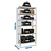 Simonrack Simonclick Metallregal Simonclick Plus (H x B x T: 250 x 100 x 30 cm, Traglast pro Boden: 180 kg, Anzahl Böden: 6 Stk., Stecken, Weiß/Weiß) | BAUHAUS