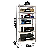 Simonrack Simonclick Metallregal Simonclick Plus (H x B x T: 250 x 90 x 50 cm, Traglast pro Boden: 180 kg, Anzahl Böden: 6 Stk., Stecken, Weiß/Weiß) | BAUHAUS