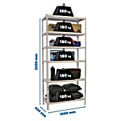 Simonrack Simonclick Metallregal Simonclick Plus (H x B x T: 250 x 100 x 40 cm, Traglast pro Boden: 180 kg, Anzahl Böden: 6 Stk., Stecken, Weiß/Weiß) | BAUHAUS