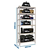 Simonrack Simonclick Metallregal Simonclick Mini (H x B x T: 250 x 80 x 50 cm, Traglast pro Boden: 180 kg, Anzahl Böden: 6 Stk., Stecken, Weiß/Weiß) | BAUHAUS