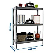 Simonrack Ecoforte Metallregal Ecoforte Metall (H x B x T: 200 x 150 x 60 cm, Traglast pro Boden: 400 kg, Anzahl Böden: 3 Stk., Stecken, Grau) | BAUHAUS