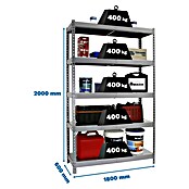 Simonrack Ecoforte Metallregal Ecoforte Metall (H x B x T: 200 x 180 x 60 cm, Traglast pro Boden: 400 kg, Anzahl Böden: 5 Stk., Stecken, Grau) | BAUHAUS