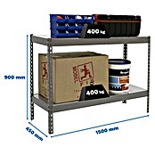 Simonrack Ecoforte Estantería metálica Metal (Al x An x Pr: 90 x 150 x 45 cm, Capacidad de carga por balda: 400 kg, Número de baldas: 2 ud., Inserción, Gris grafito) | BAUHAUS