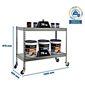 Simonrack Simontaller Metallregal Ecoforte Metall Mobil (H x B x T: 97,5 x 120 x 60 cm, Traglast pro Boden: 75 kg, Anzahl Böden: 2 Stk., Stecken, Silber, Rollen) | BAUHAUS
