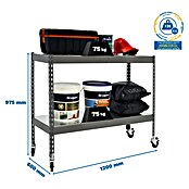 Simonrack Simontaller Metallregal Ecoforte Metall Mobil (H x B x T: 97,5 x 120 x 60 cm, Traglast pro Boden: 75 kg, Anzahl Böden: 2 Stk., Stecken, Grau, Rollen) | BAUHAUS