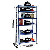 Simonrack Simonclick Metallregal Simonclick Mini (H x B x T: 250 x 80 x 40 cm, Traglast pro Boden: 180 kg, Anzahl Böden: 6 Stk., Stecken, Blau) | BAUHAUS