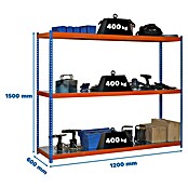 Simonrack Ecoforte Metallregal Ecoforte Metall (H x B x T: 150 x 120 x 60 cm, Traglast pro Boden: 400 kg, Anzahl Böden: 3 Stk., Stecken, Blau/Orange) | BAUHAUS