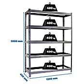 Simonrack Ecoforte Estantería para cargas pesadas Metal (Al x An x Pr: 200 x 120 x 60 cm, Número de baldas: 5 ud., Inserción, Galvanizado, Capacidad de carga por balda: 400 kg, Bandejas no incluidas) | BAUHAUS