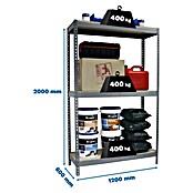 Simonrack Ecoforte Schwerlastregal Ecoforte Chipboard (H x B x T: 200 x 120 x 60 cm, Traglast pro Boden: 400 kg, Anzahl Böden: 3 Stk., Stecken, Grau) | BAUHAUS