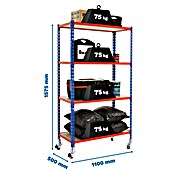 Simonrack Maderclick Estantería metálica Mobile Superplus (Al x An x Pr: 157,5 x 110 x 50 cm, Capacidad de carga: 300 kg, Número de baldas: 4 ud., Inserción, Azul/Naranja) | BAUHAUS