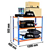 Simonrack Maderclick Metallregal Maderclick Plus (H x B x T: 90 x 100 x 30 cm, Traglast pro Boden: 150 kg, Anzahl Böden: 3 Stk., Stecken, Blau/Orange) | BAUHAUS