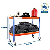 Simonrack Ecoforte Metallregal Ecoforte Chipboard Mobil (H x B x T: 97,5 x 120 x 45 cm, Traglast pro Boden: 75 kg, Anzahl Böden: 2 Stk., Stecken, Blau/Orange, Rollen) | BAUHAUS