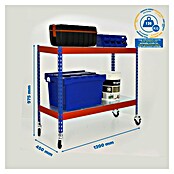 Simonrack Ecoforte Metallregal Ecoforte Metall Mobil (H x B x T: 97,5 x 120 x 45 cm, Traglast pro Boden: 75 kg, Anzahl Böden: 2 Stk., Stecken, Blau/Orange, Rollen) | BAUHAUS
